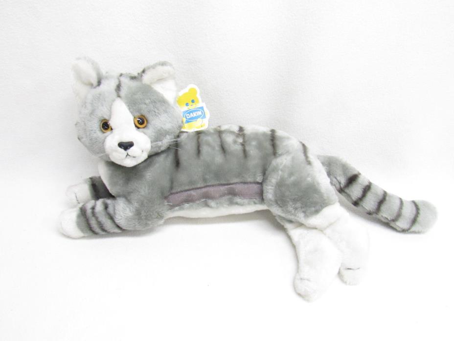 VTG 1981 LARGE DAKIN MAMA CAT NO BABIES GREY STRIPED STUFFED PLUSH