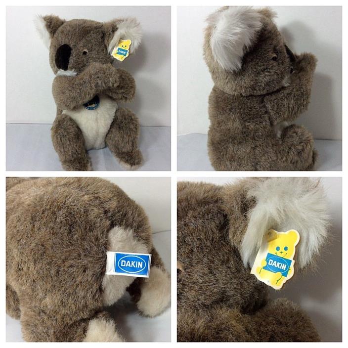 Vintage Dakin Koala Teddy Bear Plush 11” With Original Tags 1981 Displayed