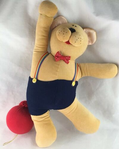 Dakin Plush Bear with Red Balloon Stuffed Animal 1980 Anne Klocko Design vtg