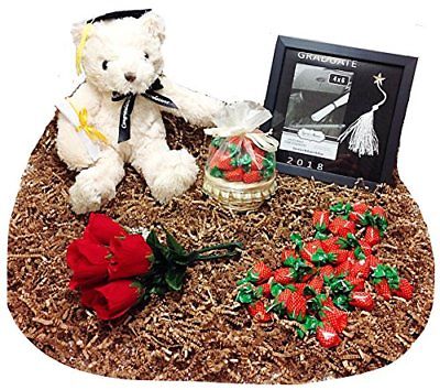 School Graduation Gift Plush Bear Stuffed Animal Keepsake Frame Candy Basket & F