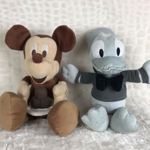 Lot Of 2 Disney Sega Plush Toys Gray Donald Duck Brown Mickey Mouse *Read