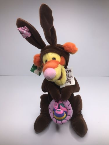 Disney Store Tigger 100% Chocolate Easter Bunny Basket Eggs Plush TOY 15