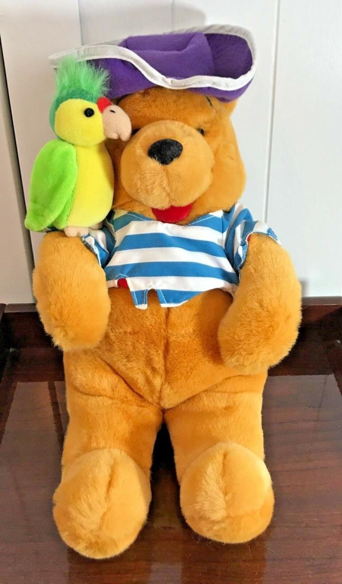 Disney Store Winnie the Pooh Pirate Plush Toy with Parrot 14