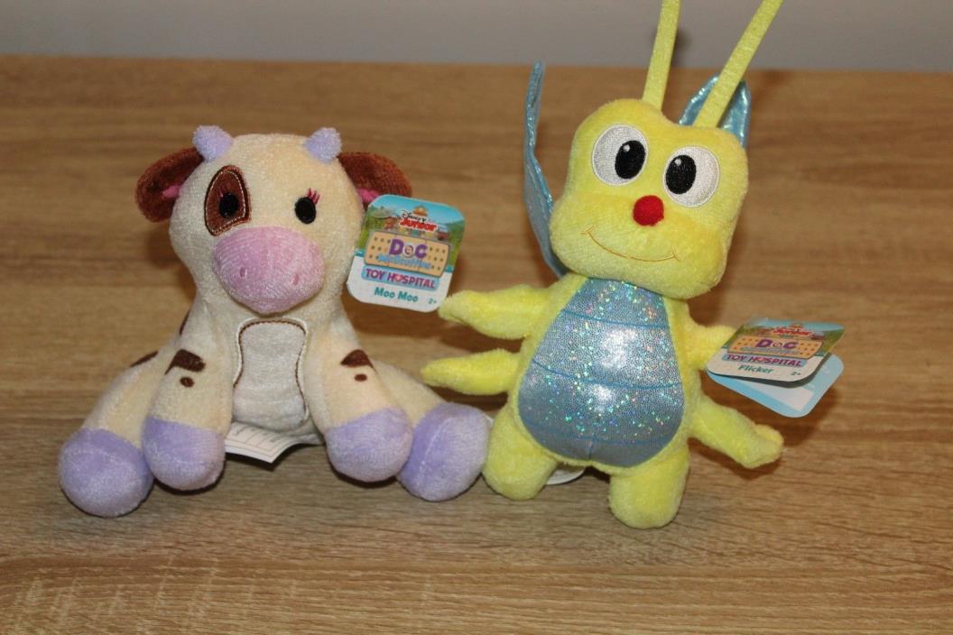 (Set of 2) Doc McStuffins Toy Hospital Plush Figures - Moo Moo and Flicker