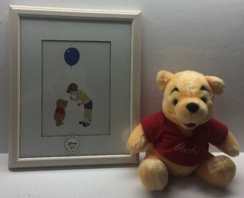 Framed Disney Animation Print and Disney Winnie the Pooh Plush Stuffed Animal