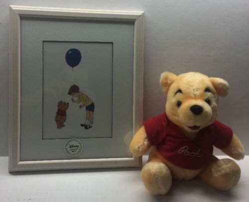 Framed Disney Animation Print and Disney Winnie the Pooh Plush Stuffed Animal