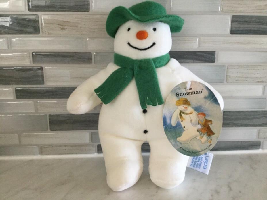 1996 RARE COLLECTIBLE EDEN RAYMOND BRIGGS BOOK PLUSH “THE SNOWMAN”,8”,TAGS