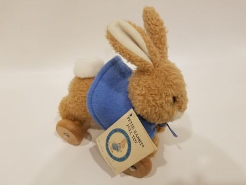 Vintage Eden Wood Plush Peter Rabbit Pull Toy Beatrix Potter 1996