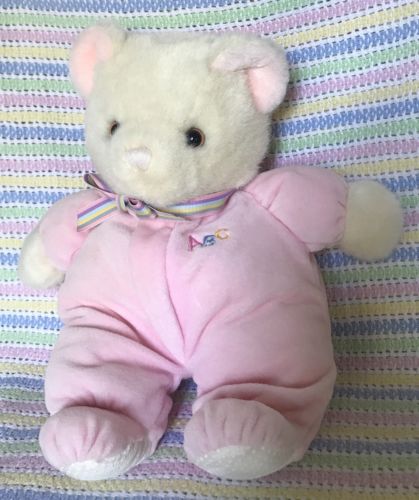 Eden ABC Pink Velour Teddy Bear - about 13” plush