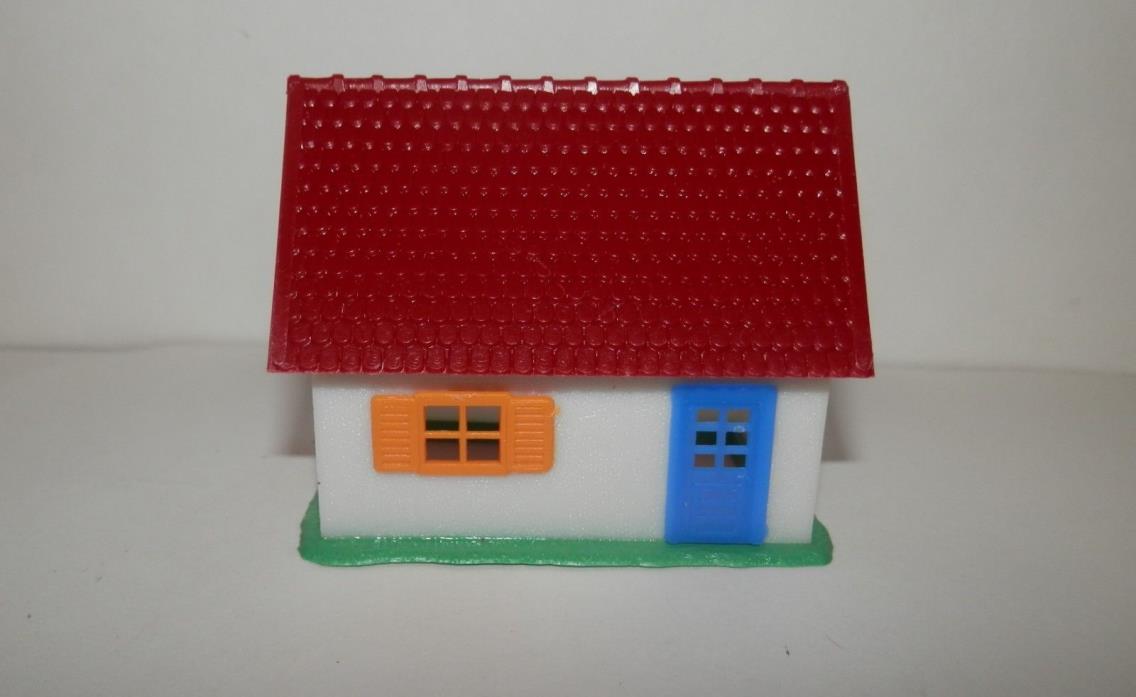 HO Scale Small A Frame House with Red Roof & Blue Door