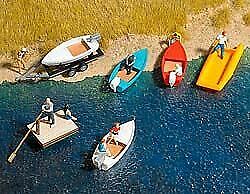 BUSCH HO SCALE 1/87 BOAT, RAFT SET WITH TRAILER (5) | BN | 1157