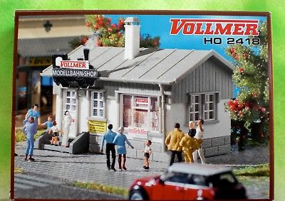 Vollmer HO 1:87 MODEL TRAIN SHOP SMALL RETAIL Hobby Store w/sign MIB
