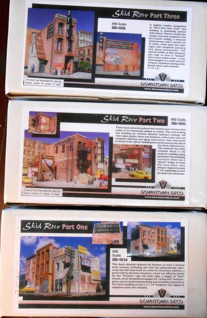 Downtown Deco HO Scale Skid Row Parts 1, 2 & 3 Hydrocal Craftsman Kits Save $80!