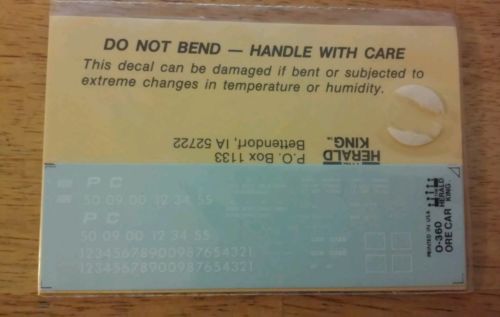 Herald King HO decals O-360 white lettering for Penn Central ore gondola hopper