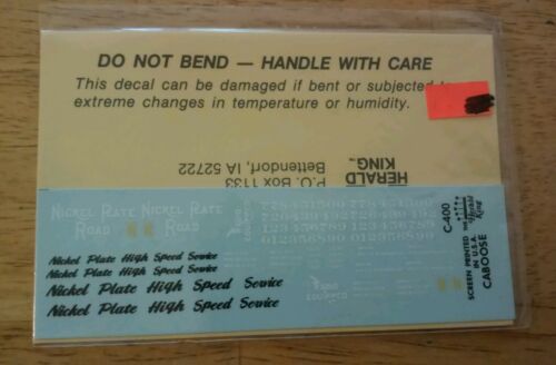 Herald King HO decals C-400 black white lettering for Nickel Plate Road caboose