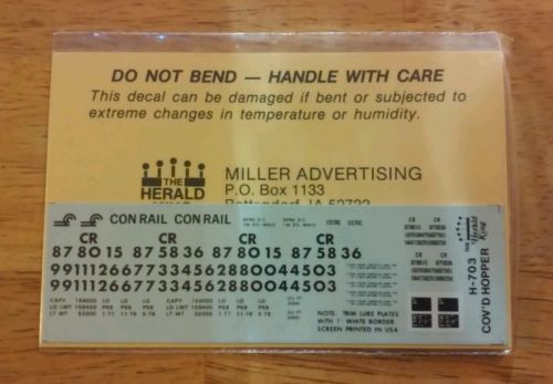 Herald King HO decals H-703 black lettering for Conrail grey covered hopper