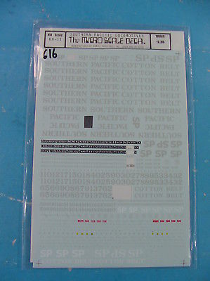 #616 HO SCALE MICROSCALE DECALS RH-11 S.P. LOCOMOTIVES (MISSING FEW DECALS)