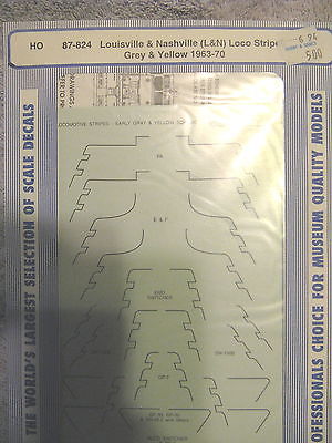 Vintage NOS  MICROSCALE DECAL Louisville & Nashville L&N loco Strips Grey & Yell