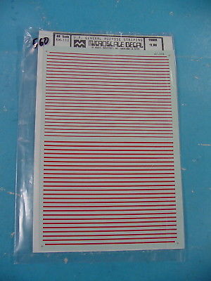 #560 HO SCALE MICROSCALE DECALS RH-110 U.P GNERAL PURPOSE STRIPING RED DECALS