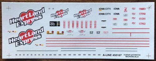 A-LINE HO #50167 Heartland Express 53' Trailer & Tractor Decals