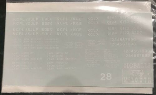 ODDBALLS CUSTOM DECALS HO #28 KCPL/SJLP, KCPL/KGE or EDEC 50' 5 Bay Coal Hopper