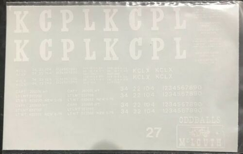 ODDBALLS CUSTOM DECALS HO #27 Kansas City Power & Light 50' 5 Bay Coal Hopper