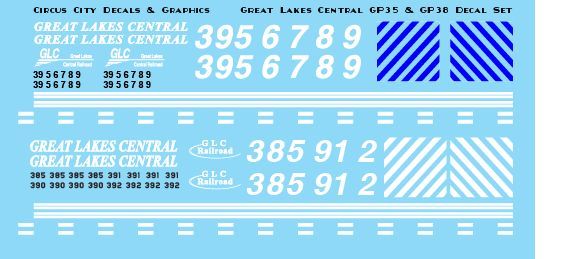 Great Lakes Central GP35 & GP38 Decals HO Scale GLC Custom