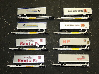 HO Set of 8 10 Pack Fuel Foiler Piggyback Trailer Cars AT&SF Santa Fe