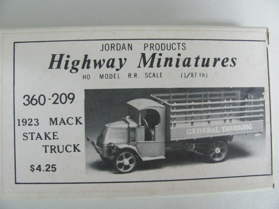 New Jordan Highway Miniatures 1923 Mack Stake Truck Kit HO 1:87 360-209