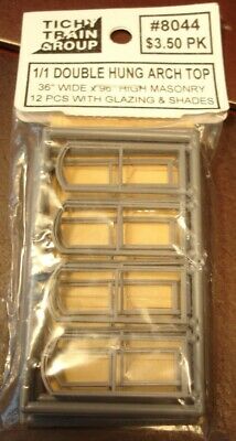 Tichy #8044 - Six packs - double Hung Arch Top windows HO scale