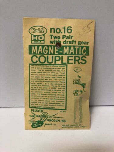 NOS Kadee HO #16 Magne-Matic Couplers Metal Couplers 2pr w/ Draft Gear