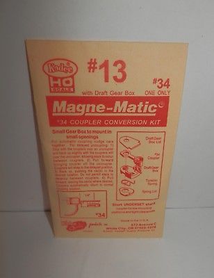 Kadee HO Magne-Matic #34 Coupler Conversion Kit with Draft Gear Box #13/34 NIP
