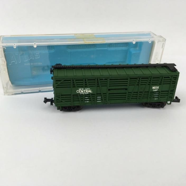 Vintage 1960's Atlas Train Cattle Car N Scale Green 2252 w/ Case NYC Green