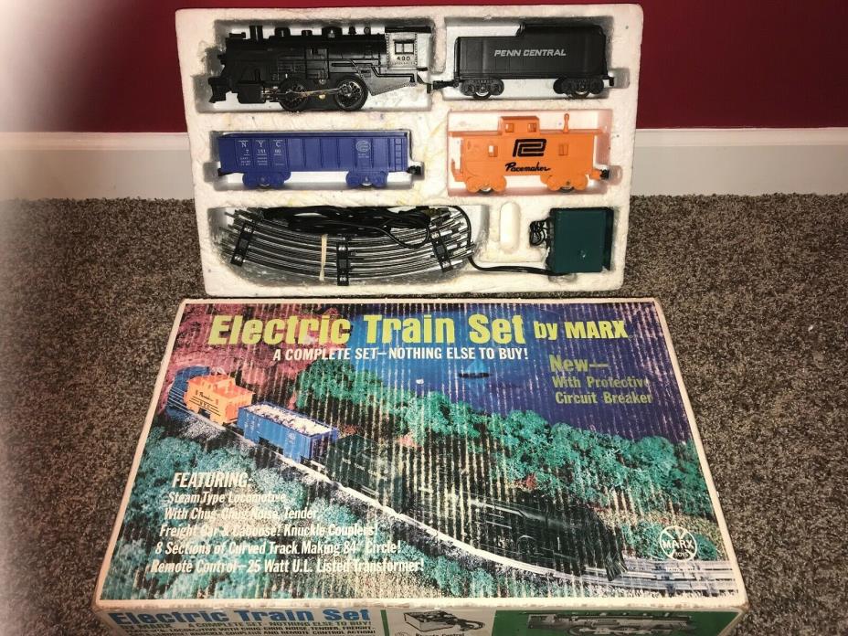 Vintage Marx Penn Central 490 Steam Engine Freight Train Set No 4305 MINT IN BOX