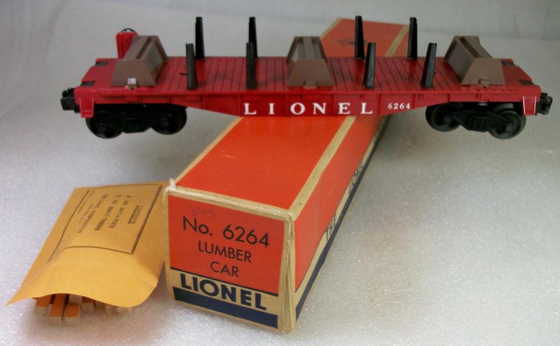 LIONEL POSTWAR 6264 LUMBER CAR C-8 LN HTF VERY SOLID SEPARATE SALE ORIGINAL BOX