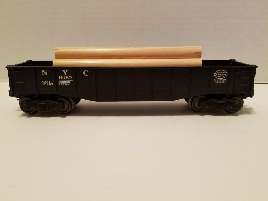 VINTAGE Lionel 6462 Postwar Black Gondola w/6 Larger Logs