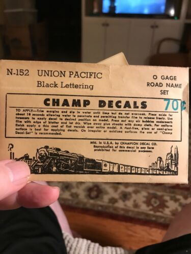 Champ O scale Decals N-152 Union Pacific Black Lettering Complete