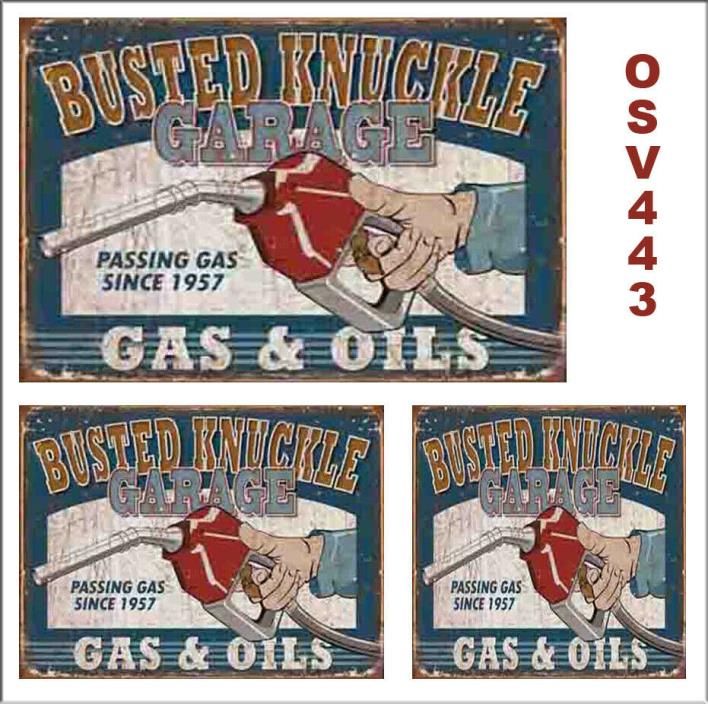 WEATHERED WATERSLIDE BUSTED KNUCKLE GARAGE BUILDING SIGN DECALS O SCALE OSV443