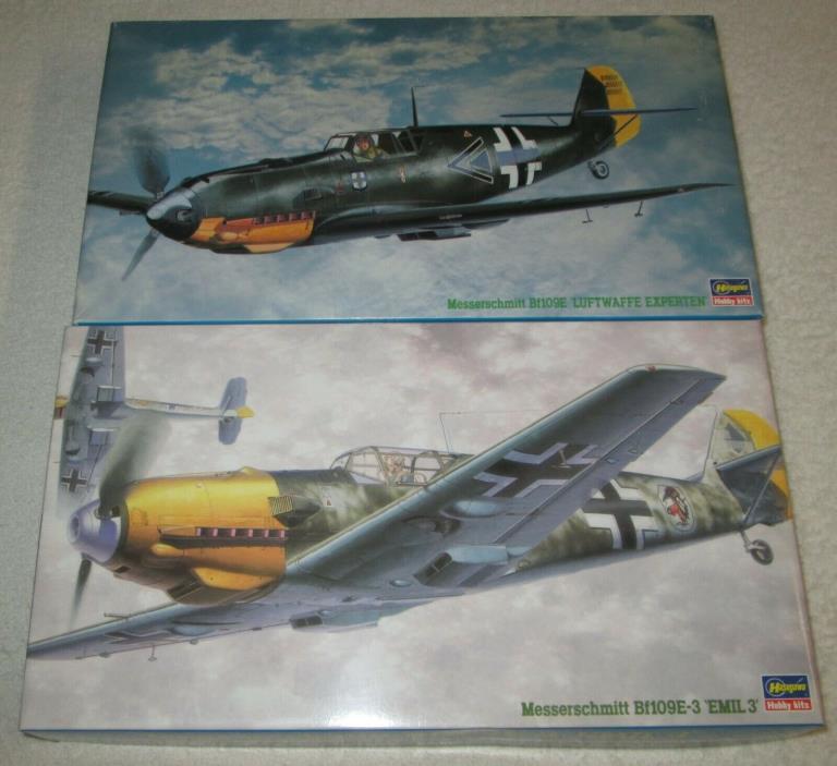 1:48 Lot/Bundle TWO (2) New Hasegawa Birds: Bf 109E (JT112) & Bf 109E-3 (JT8)