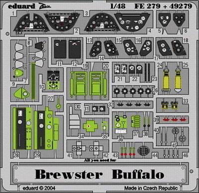 Eduard 1/48 Brewster Buffalo Cockpit+Seatbelt (Tamiya) FE279