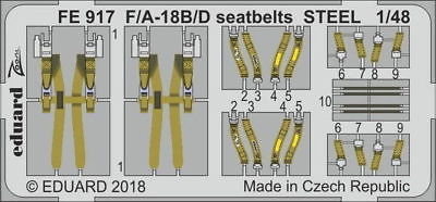 Eduard 1/48 F/A-18B/D Hornet Seatbelts STEEL (Kinetic) FE917