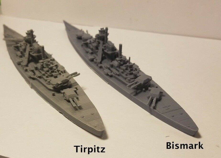 1:1200 1:1800 Bismark Tirpitz Scale 3d Printed WW II Model Ship