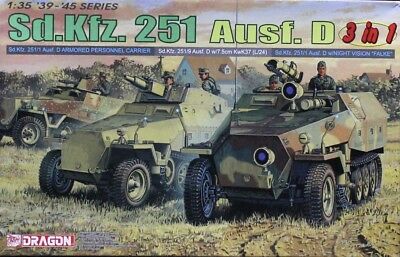 Dragon DML 1:35 WWII German Halftrack Sd.Kfz.251 Ausf D 3in 1 Plastic Kit #6233U