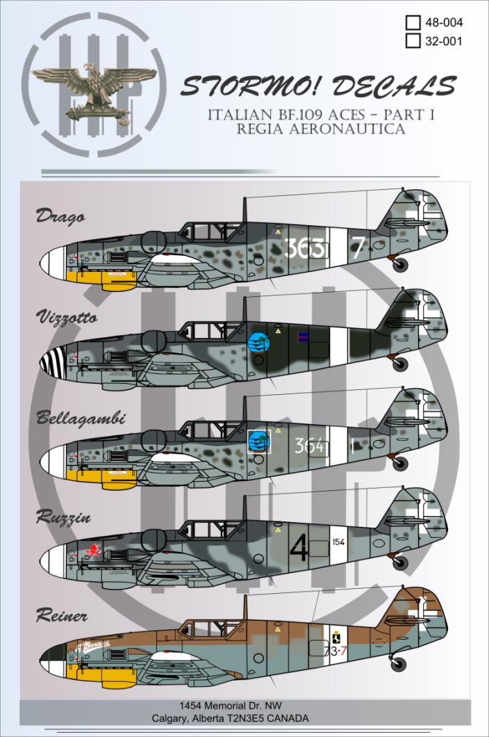 STORMO! DECALS - ITALIAN MESSERSCHMITT Bf.109 ACES - PART I - 1/32 - RA