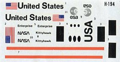 Revell 1:144 Enterprise with Booster Rockets Decal Sheet #H-194dec