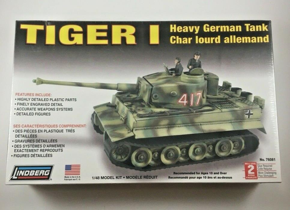 Tiger 1 Heavy German Tank Lindberg 1/48 Scale Plastic Model New Factory Sealed