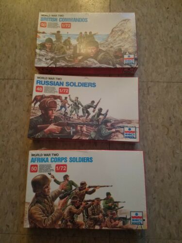 Esci 1/72 Lot Of 3 British Russian And Afrika Corps Soldiers