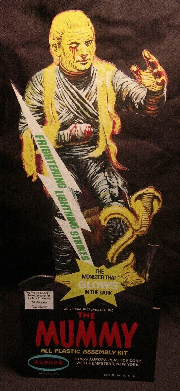 Aurora 1969 The Mummy Frightening Lightning repro mini standee (NEW)