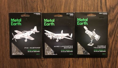 Metal Earth Model Kit Lot Of 3  - P-51 Mustang - Avro Bomber - Hubble Telescope