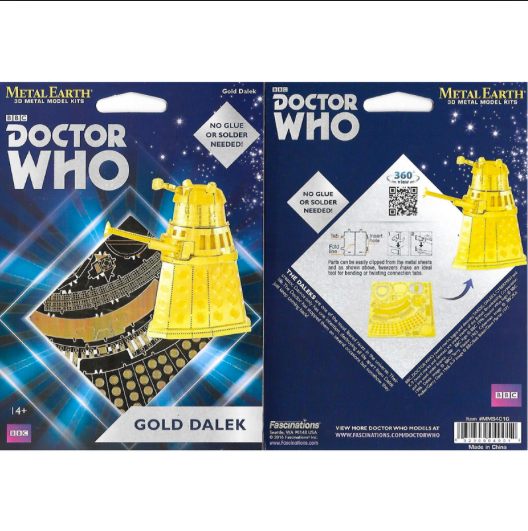 Fascinations Metal Earth 3D Laser Cut Steel Model Kit Doctor Who Gold Dalek